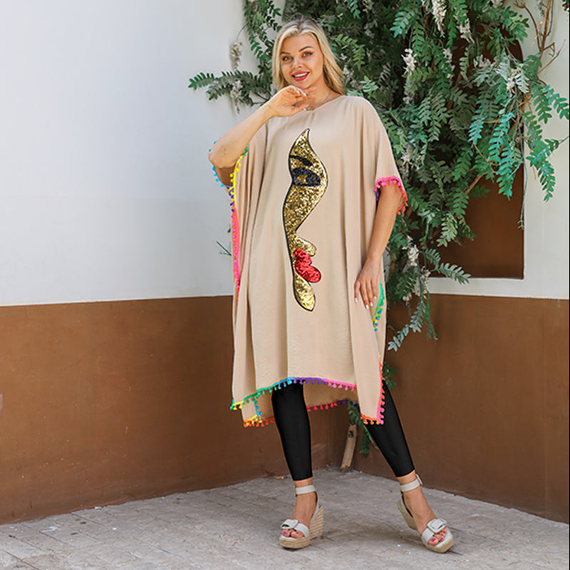 دريس كريب أبليك - Embroidered Dress