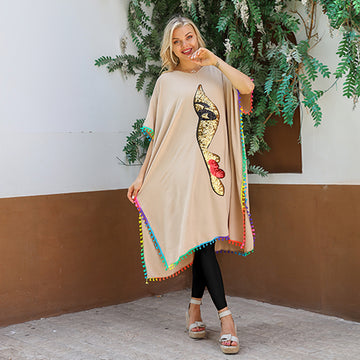 دريس كريب أبليك - Embroidered Dress